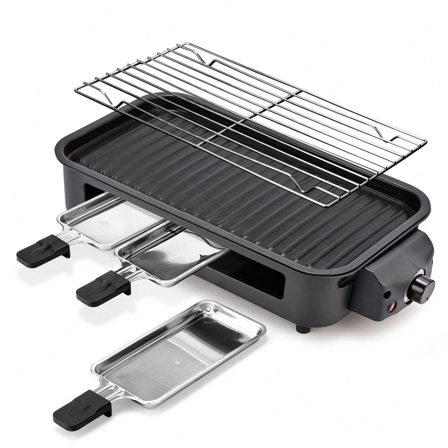 SUSTEAS 1500W Electric Indoor Grill – 2-In-1 Grill & Griddle With Removable Plates – Non-Stick & Dishwasher – Adjustable Temperature Control – For Steak, Burgers, Vegetables (Black),304 Stainless Steel