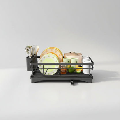 Stainless Steel Dish Drying Rack with Cutlery Holder