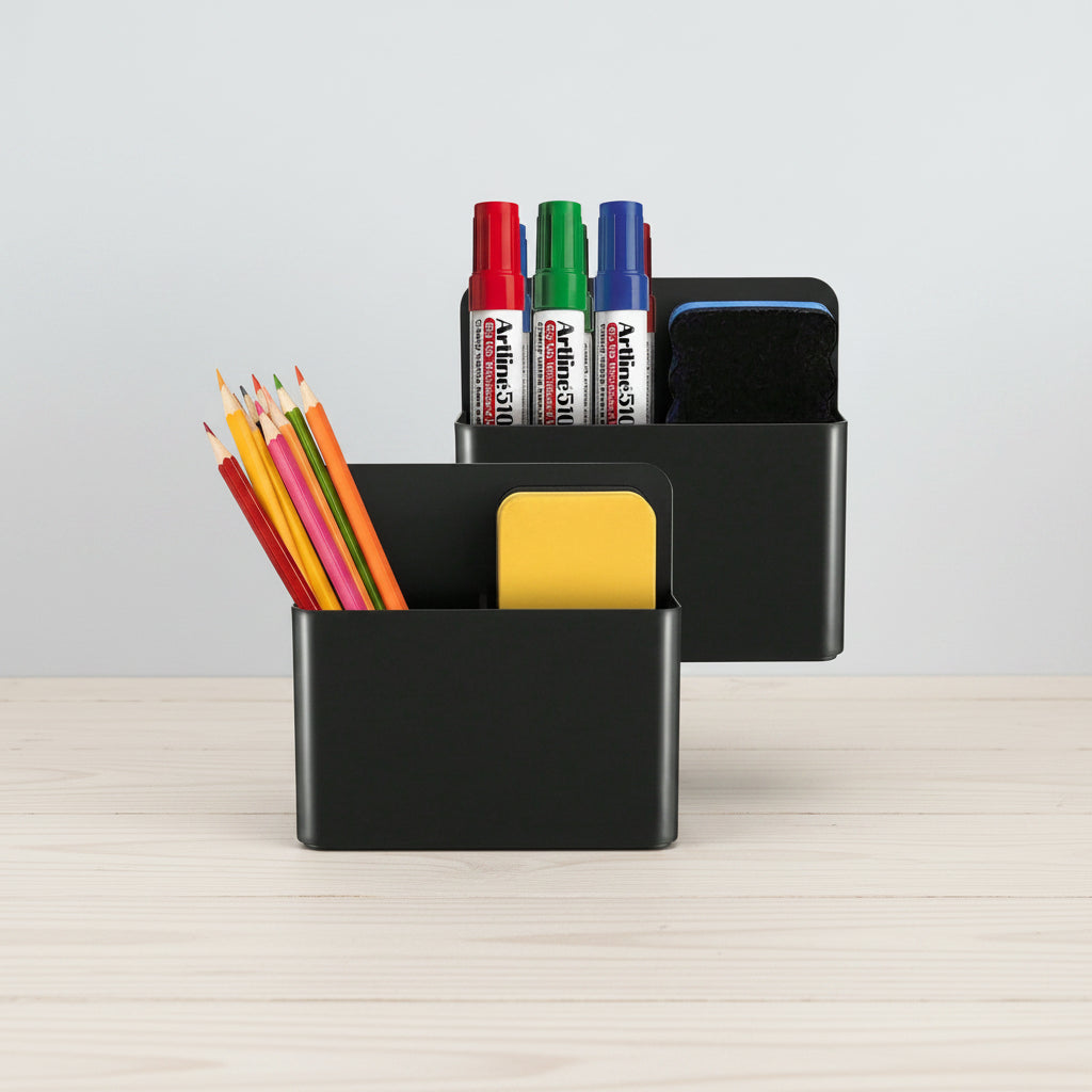 Magnetic Whiteboard Marker Holder | Dry Erase Pen & Eraser Storage Rack, 9 Colors