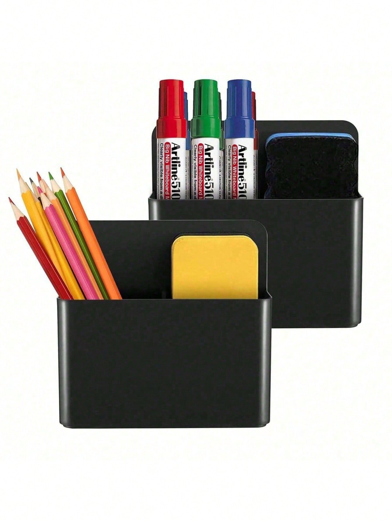 1pc Magnetic Dry Erase Whiteboard Marker Storage Rack, Writing Board Chalk Storage Box, Locker Storage Device, Suitable For Whiteboard, Refrigerator, Remote Control Rack, Office, Home, Kitchen, School, Magnetic Cup, Blackboard Storage Pen Holder, Adjustab