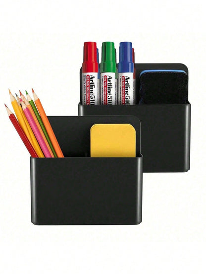 1pc Magnetic Dry Erase Whiteboard Marker Storage Rack, Writing Board Chalk Storage Box, Locker Storage Device, Suitable For Whiteboard, Refrigerator, Remote Control Rack, Office, Home, Kitchen, School, Magnetic Cup, Blackboard Storage Pen Holder, Adjustab