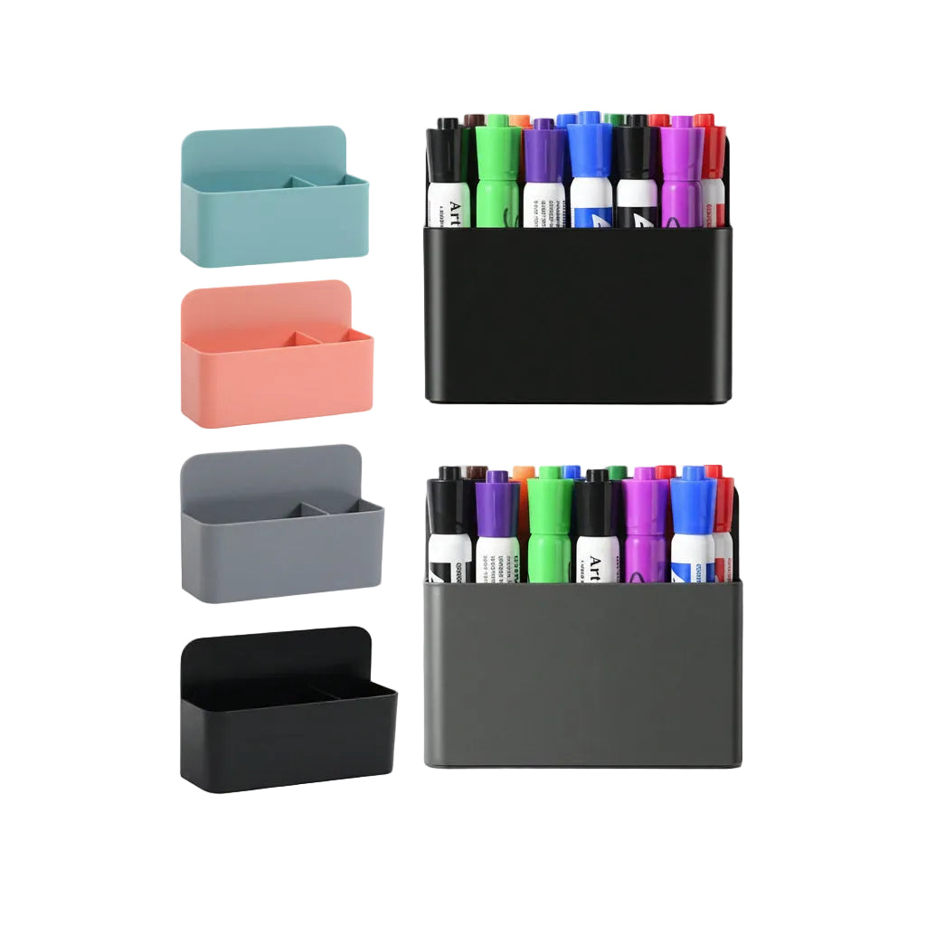 Magnetic Whiteboard Marker Holder | Dry Erase Pen & Eraser Storage Rack, 9 Colors