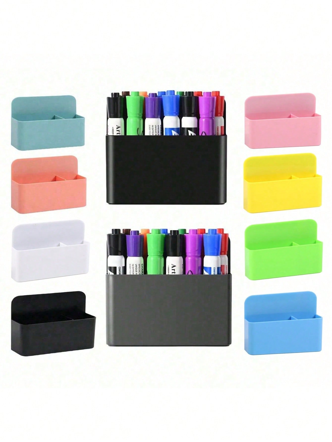 1pc Magnetic Dry Erase Whiteboard Marker Storage Rack, Writing Board Chalk Storage Box, Locker Storage Device, Suitable For Whiteboard, Refrigerator, Remote Control Rack, Office, Home, Kitchen, School, Magnetic Cup, Blackboard Storage Pen Holder, Adjustab