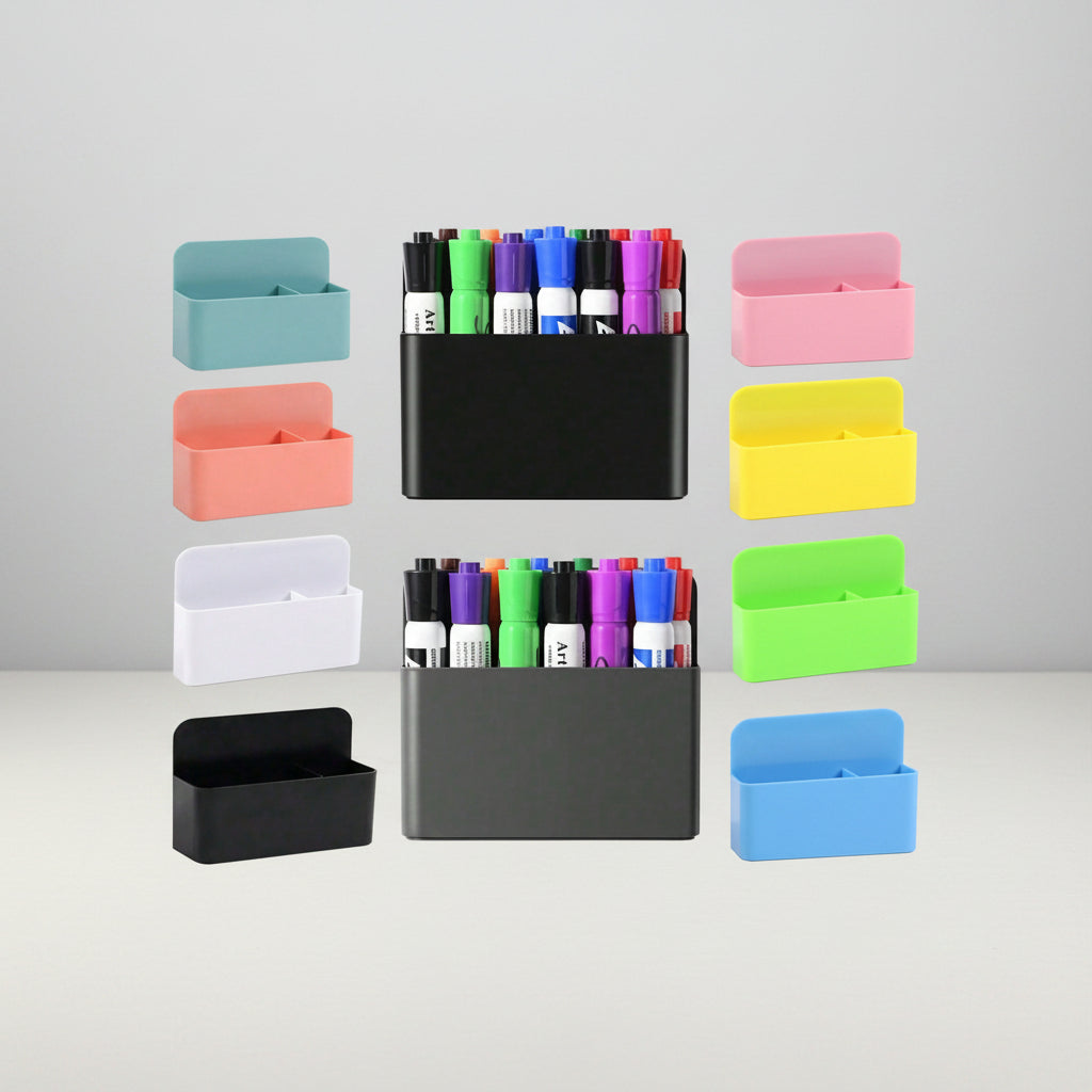 Magnetic Whiteboard Marker Holder | Dry Erase Pen & Eraser Storage Rack, 9 Colors