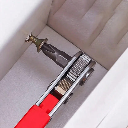 Ratchet Screwdriver Handles Narrow Spaces, Front And Rear, Elbow Wrench, Right Angle Bending, Cross Screwdriver, Steel Material, Red Color, Requires Assembly, Non-Electric, Battery-Free For Industrial And Scientific Use, Tools For Men