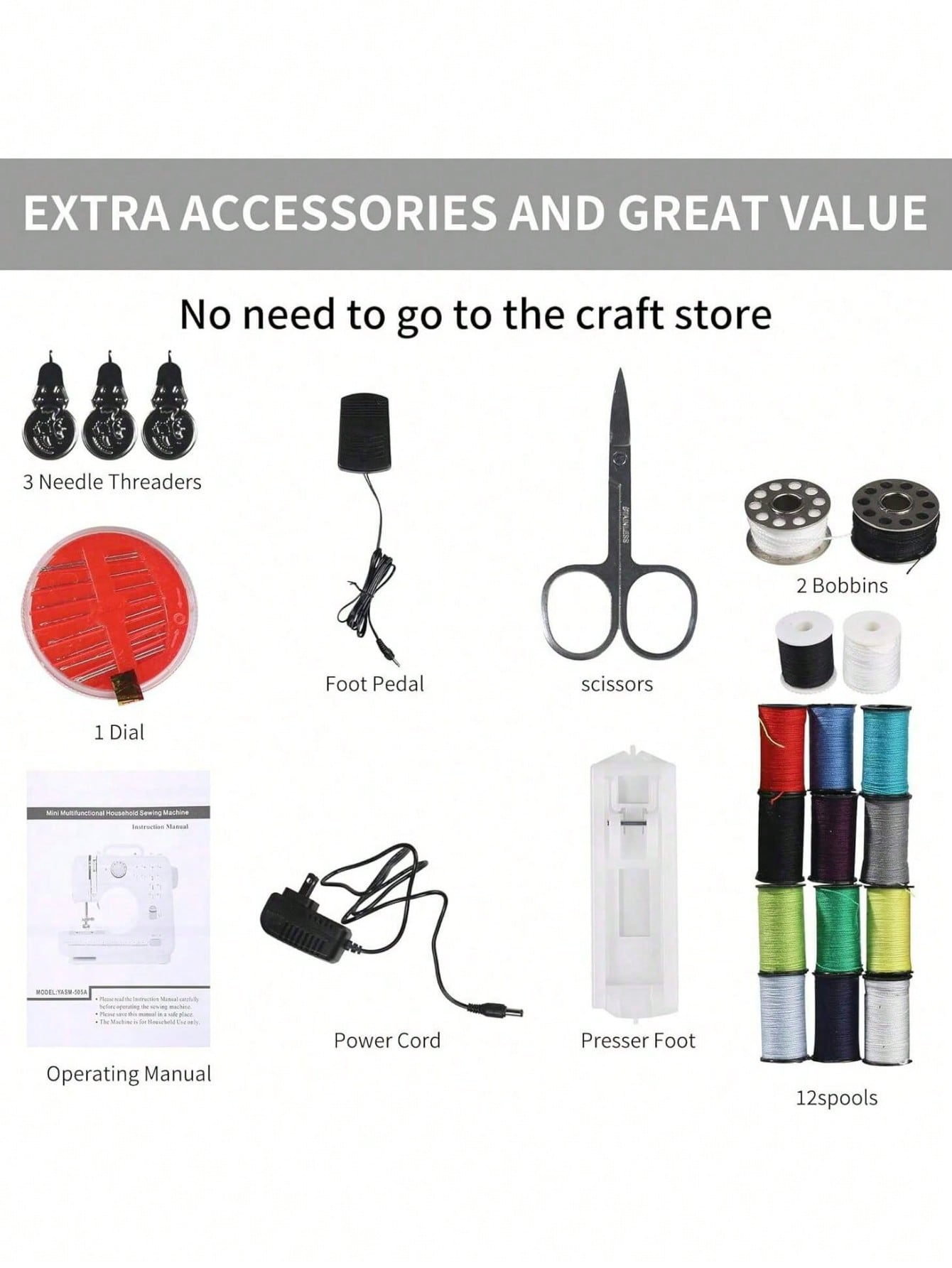 Portable Electric Sewing Machine Professional Version, With 12 Thread Patterns, Adjustable Speed, Overlock, Suitable For Novice Sewing Enthusiasts, Lightweight, Easy To Use, Very Suitable For Repair DIY, Handmade