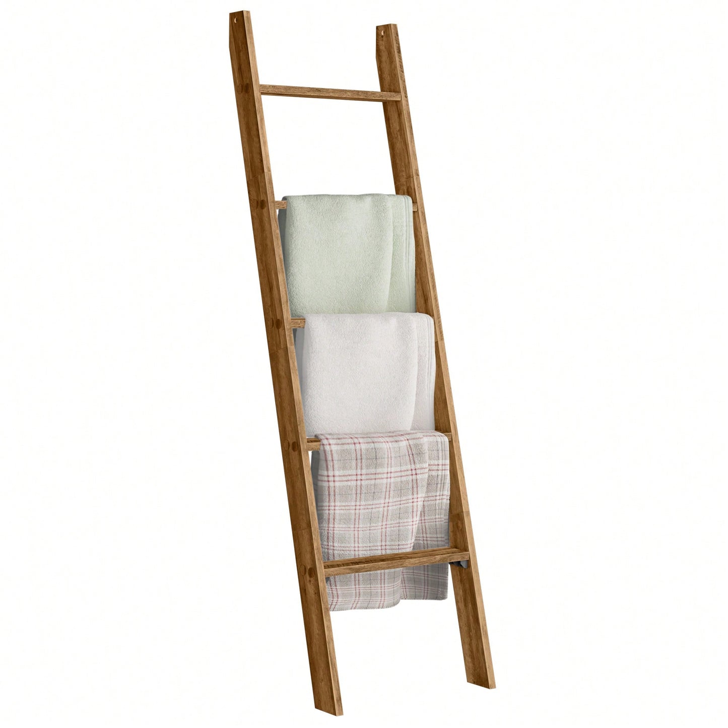 VASAGLE Blanket Ladder Decorative Farmhouse For The Living Room, 5-Tier Ladder Shelf, Ladder Rack For Storage And Decor, Honey Brown ULLS018K41