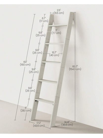 VASAGLE Blanket Ladder Decorative Farmhouse For The Living Room, 5-Tier Ladder Shelf, Ladder Rack For Storage And Decor, Honey Brown ULLS018K41