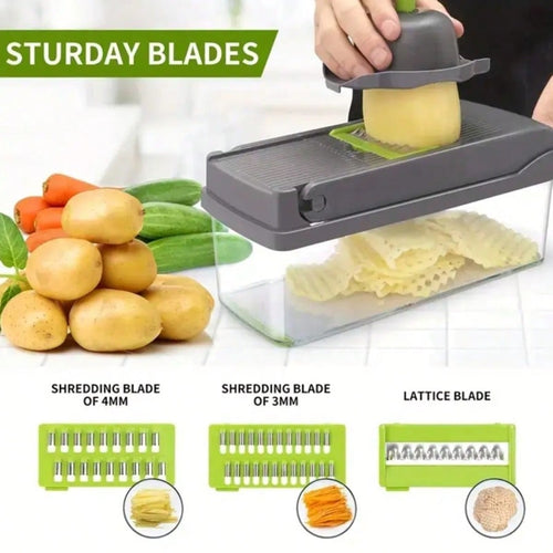 16-in-1 Vegetable Chopper & Slicer | 8 Blades with Container | MIRA