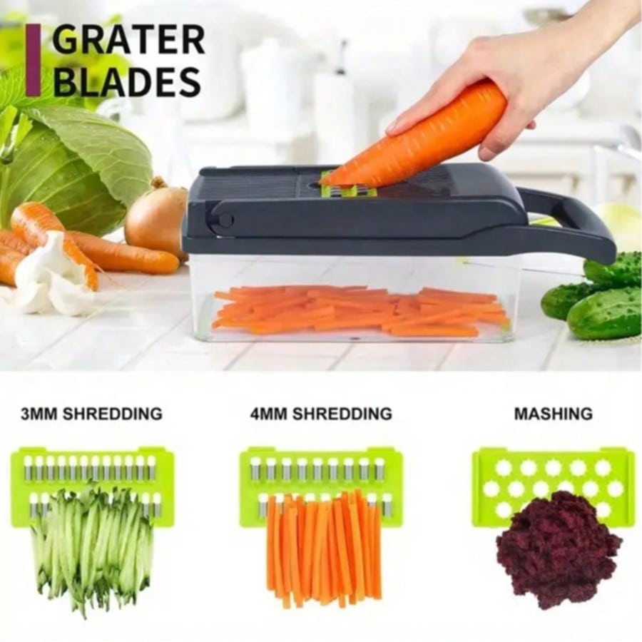 16-in-1 Vegetable Chopper & Slicer | 8 Blades with Container | MIRA