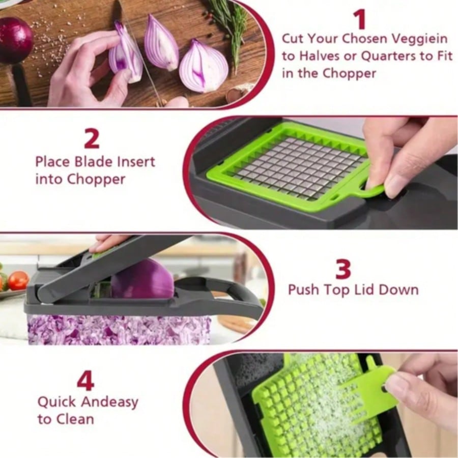 16-in-1 Vegetable Chopper & Slicer | 8 Blades with Container | MIRA