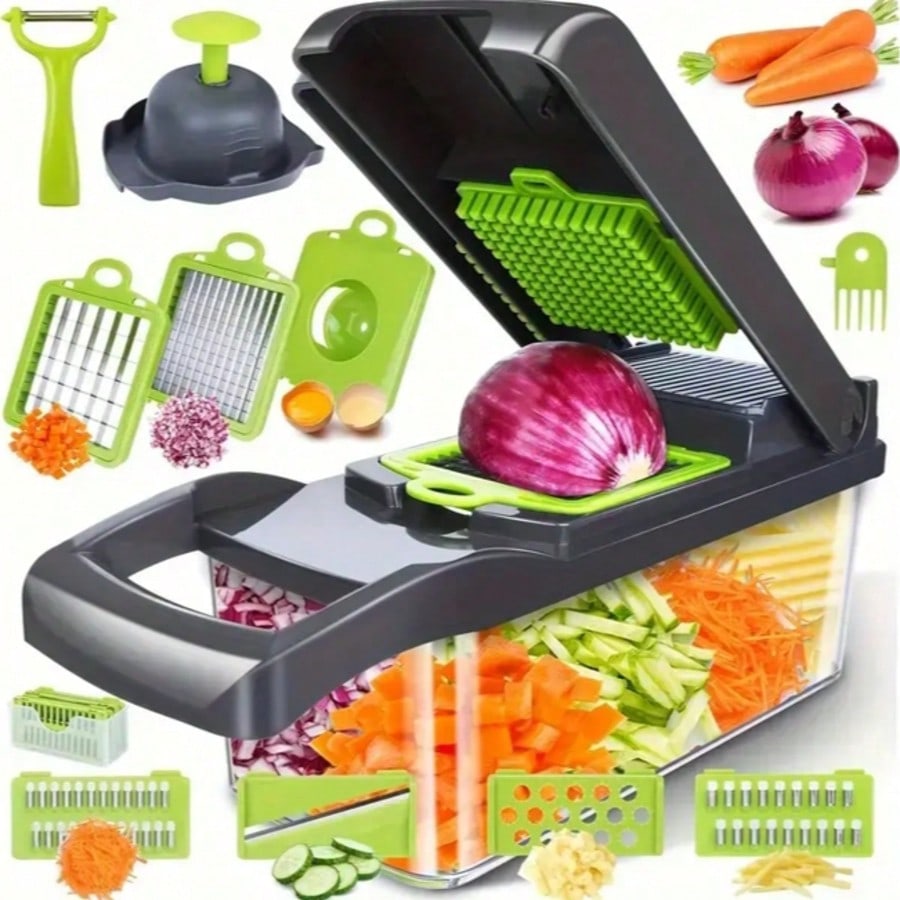 16-in-1 Vegetable Chopper & Slicer | 8 Blades with Container | MIRA