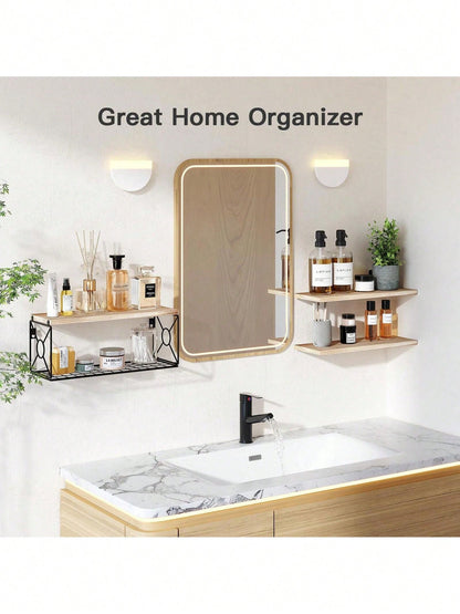 Bathroom Shelves Over Toilet - Wall Mounted Floating Shelves Toilet Paper Storage Small Farmhouse Decor Shelf 16 Inch.