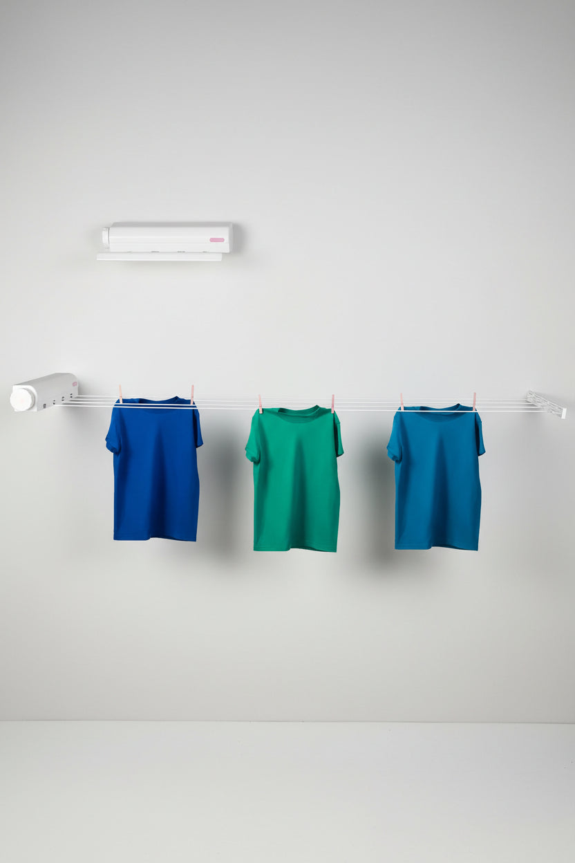 Retractable Wall Clothesline | Space-Saving 4-5 Rope Drying Rack with Towel Bar & Hooks