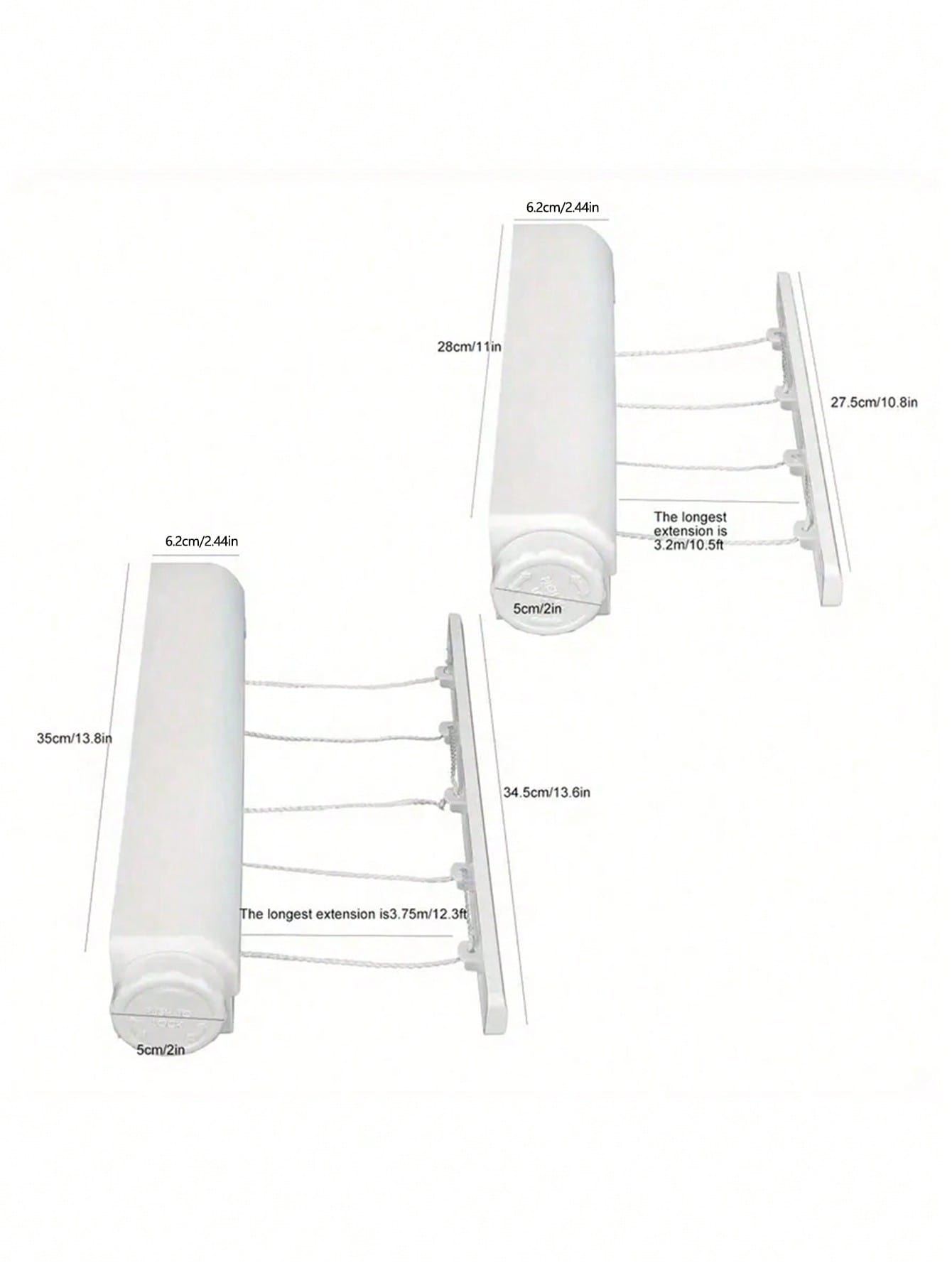 SHEIN 1pc Space Saving Retractable Clothesline With 4/5 Ropes, Wall Mounted Durable Plastic Drying Rack With Towel Bar And Hooks, Portable Clothes Drying Rack