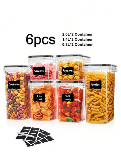 VOOVA 48pcs Sealed Food Storage Containers With LIDS - Lunch Boxes Ideal For Organizing And Storing Grains, Rice, Pasta, Tea, Nuts And Coffee Beans In A Kitchen Pantry - Can Be Used For Dishwasher Washing, Including Labels And Markers