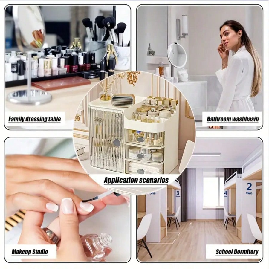 Cosmetic Storage Box with Drawers & Mirror – Makeup Organizer | MIRA