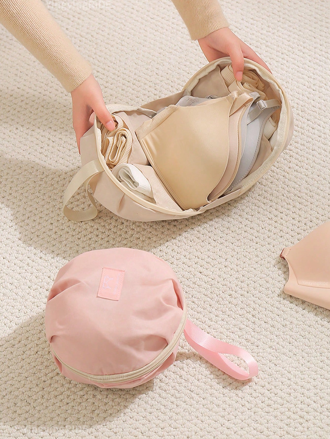 1pc Honey Girl Style Bra Storage Bag, Lightweight And Easy To Carry, Ideal For Travel And Home Organization, Travel Essentials, Portable, Durable