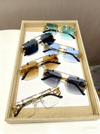 Men's Metal Double-Bridge Rimless Square Glasses – 6-Piece Set | MIRA