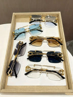 Men's Metal Double-Bridge Rimless Square Glasses – 6-Piece Set | MIRA