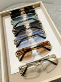 Men's Metal Double-Bridge Rimless Square Glasses – 6-Piece Set | MIRA
