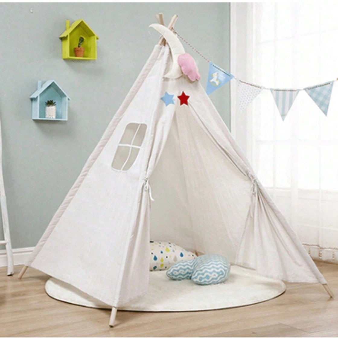 White Tipi Teepee Tent | Portable Indoor & Outdoor Camping Tent – MIRA