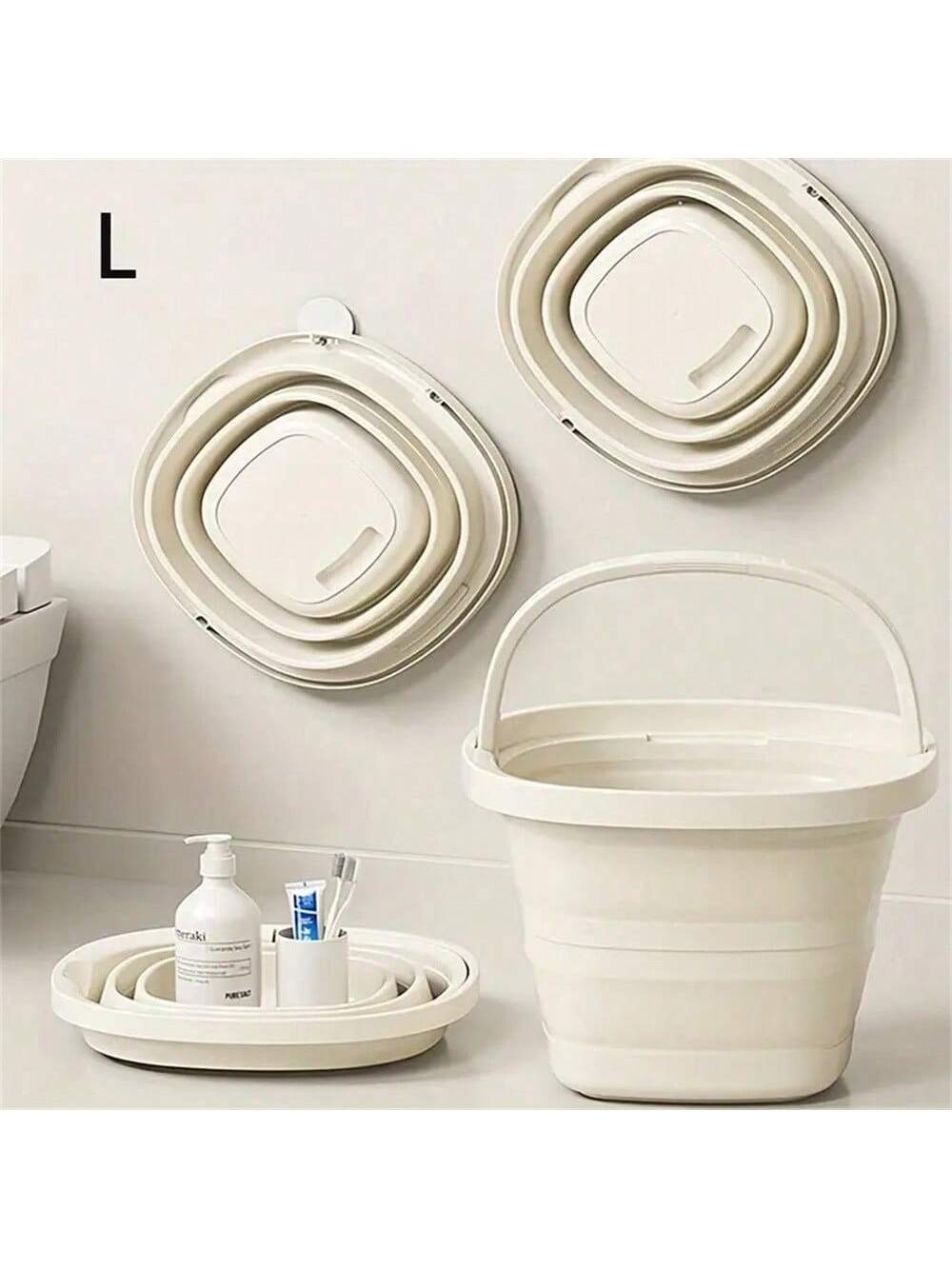 Portable Folding Bucket Thickened Handheld Plastic Bucket Car Home Dormitory Travel Outdoor Fishing Camping Equipment