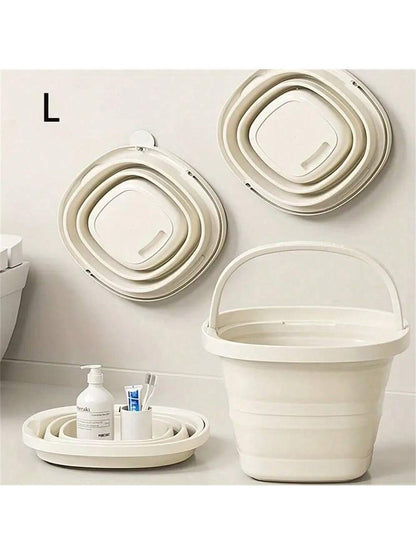 Portable Folding Bucket Thickened Handheld Plastic Bucket Car Home Dormitory Travel Outdoor Fishing Camping Equipment