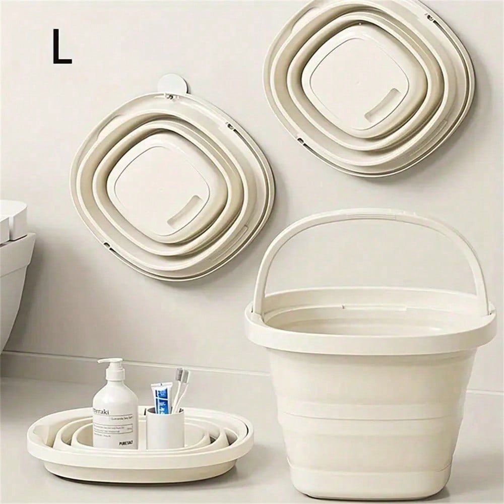 Portable Folding Bucket Thickened Handheld Plastic Bucket Car Home Dormitory Travel Outdoor Fishing Camping Equipment