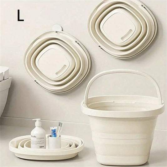 Portable Folding Bucket Thickened Handheld Plastic Bucket Car Home Dormitory Travel Outdoor Fishing Camping Equipment