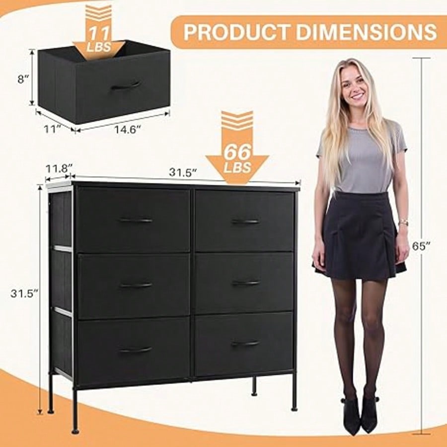 6-Drawer Dresser with Fabric Drawers – Bedroom & Living Room | MIRA