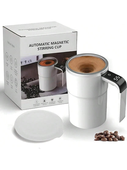 Automatic Magnetic Stirring Coffee Mug, Self Mixing Cup With Lid For Milk, Cocoa And Other Beverages - Stainless Steel