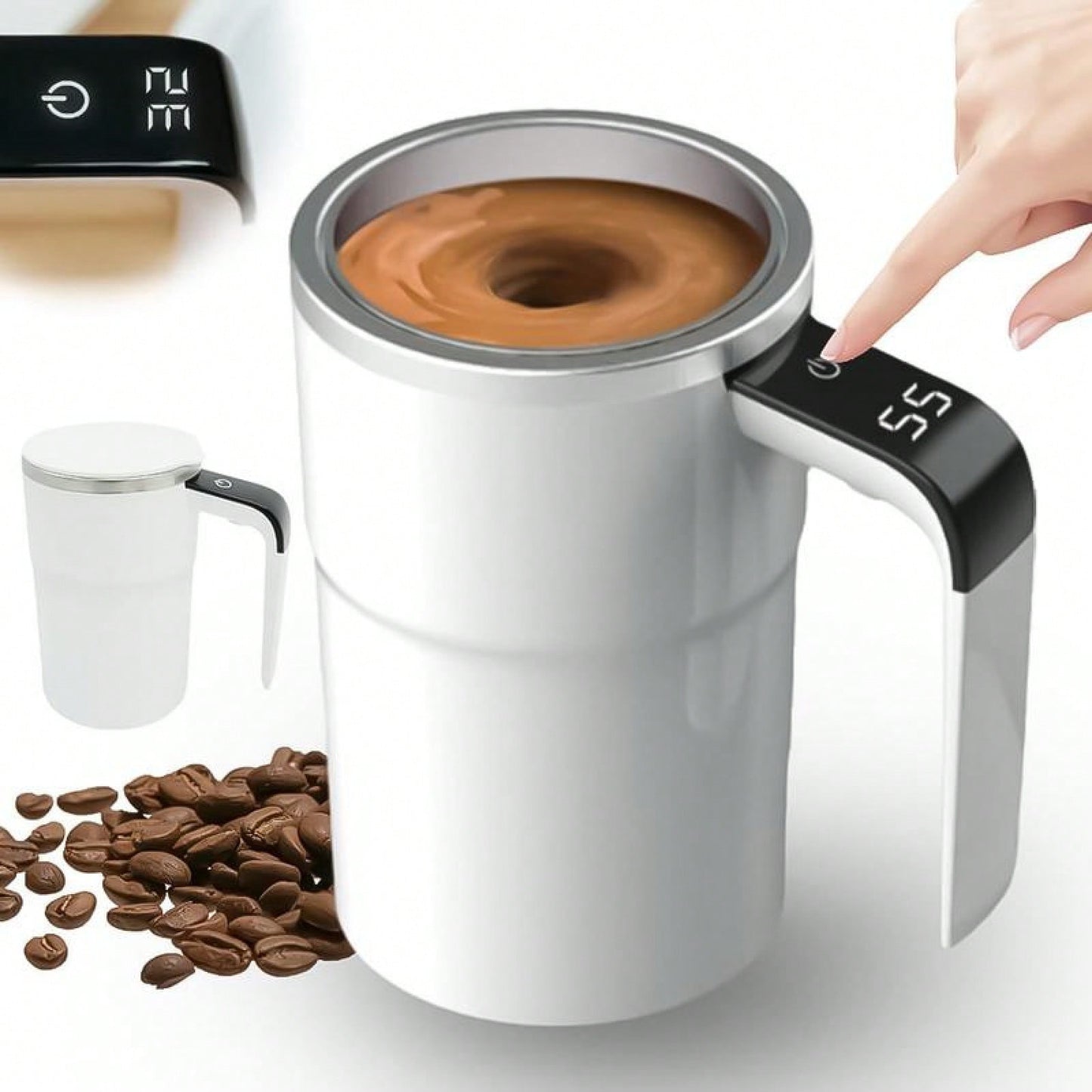Automatic Magnetic Stirring Coffee Mug, Self Mixing Cup With Lid For Milk, Cocoa And Other Beverages - Stainless Steel