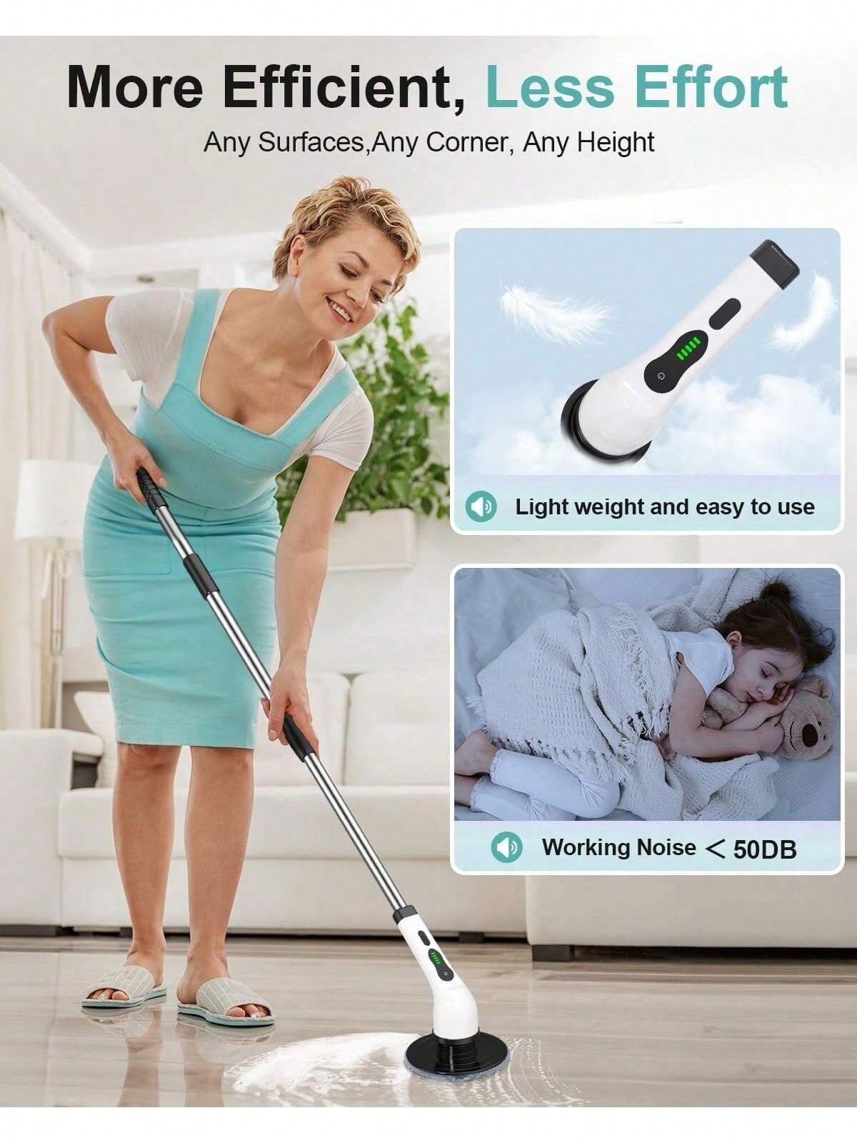 Electric Spin Scrubber, Cordless Cleaning Brush, Shower Cleaning Brush With 9 Or 6 Brush Heads 2H Power Dual Speed, Adjustable Extension Handle, 360 Cordless Cleaning Brush For Bathroom, Bathtub, Tiles, USB-C Charging Cable, Rotating Cleaning Brush, Thank