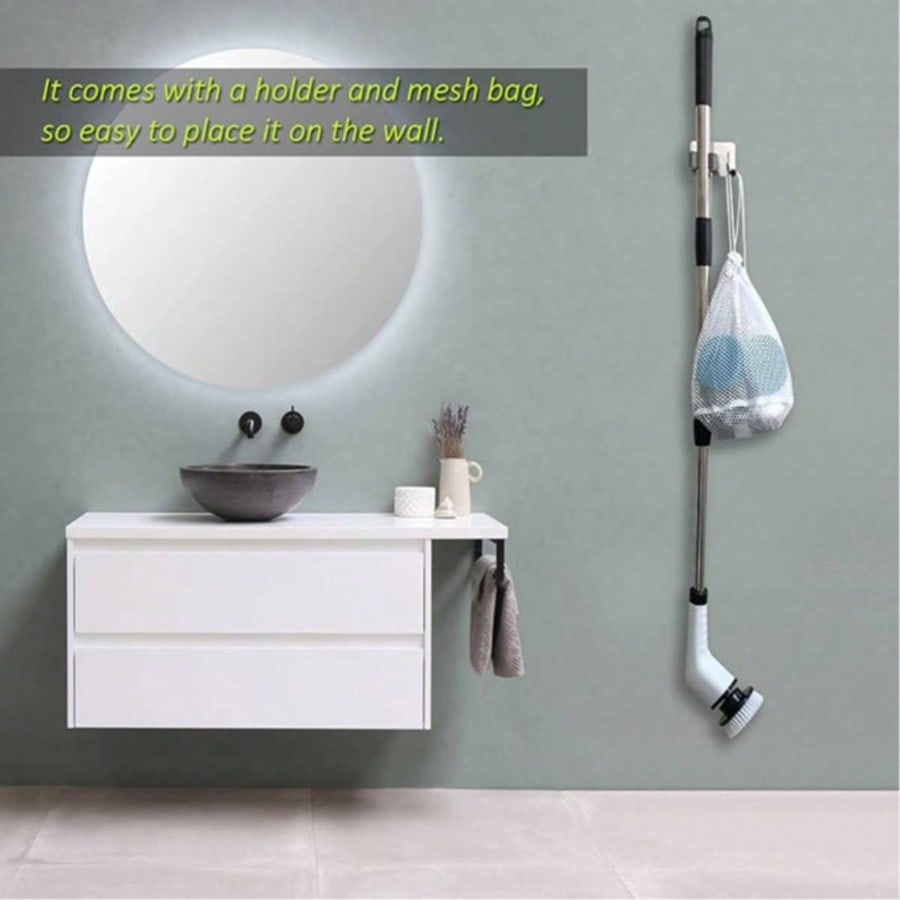Electric Spin Scrubber, Cordless Cleaning Brush, Shower Cleaning Brush With 9 Or 6 Brush Heads 2H Power Dual Speed, Adjustable Extension Handle, 360 Cordless Cleaning Brush For Bathroom, Bathtub, Tiles, USB-C Charging Cable, Rotating Cleaning Brush, Thank