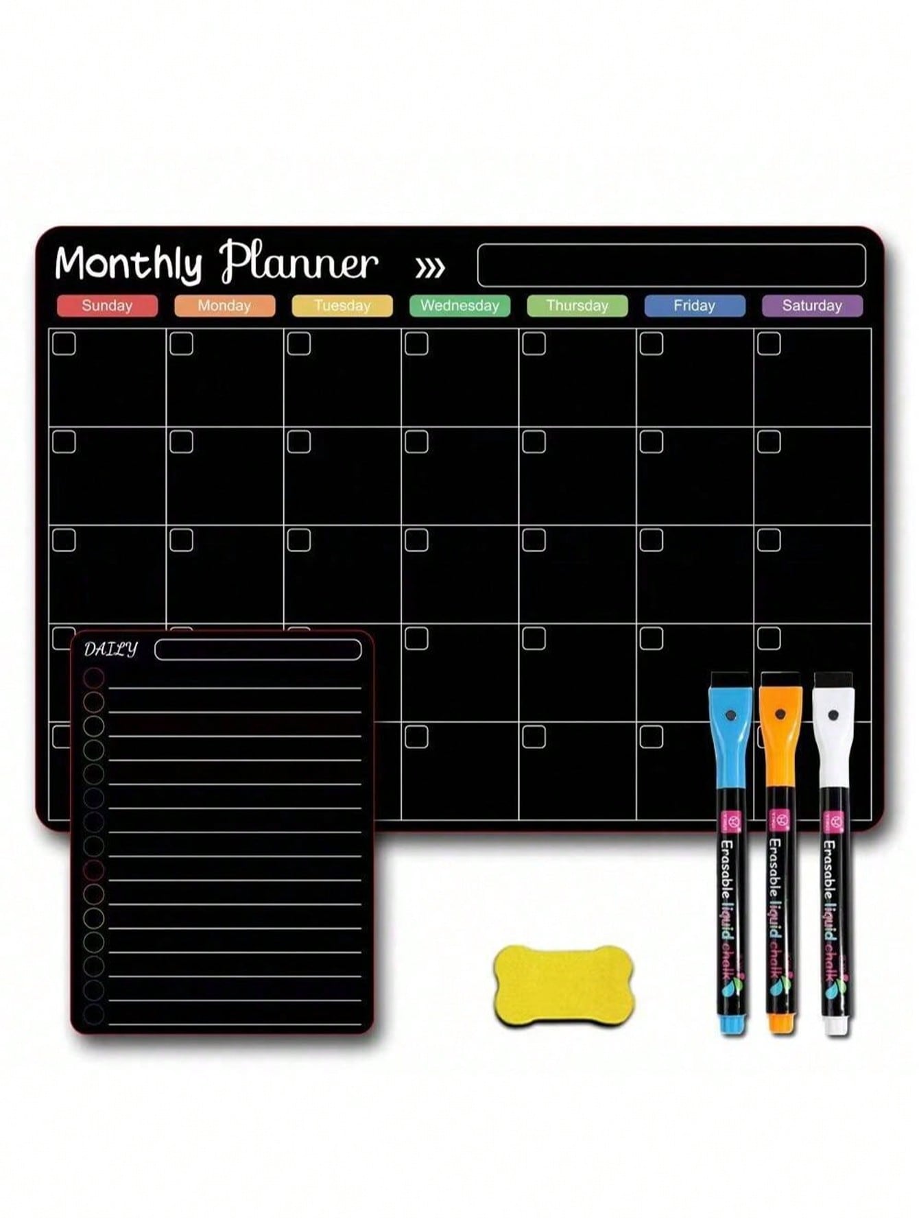 Magnetic Erasable Refrigerator Calendar Set.