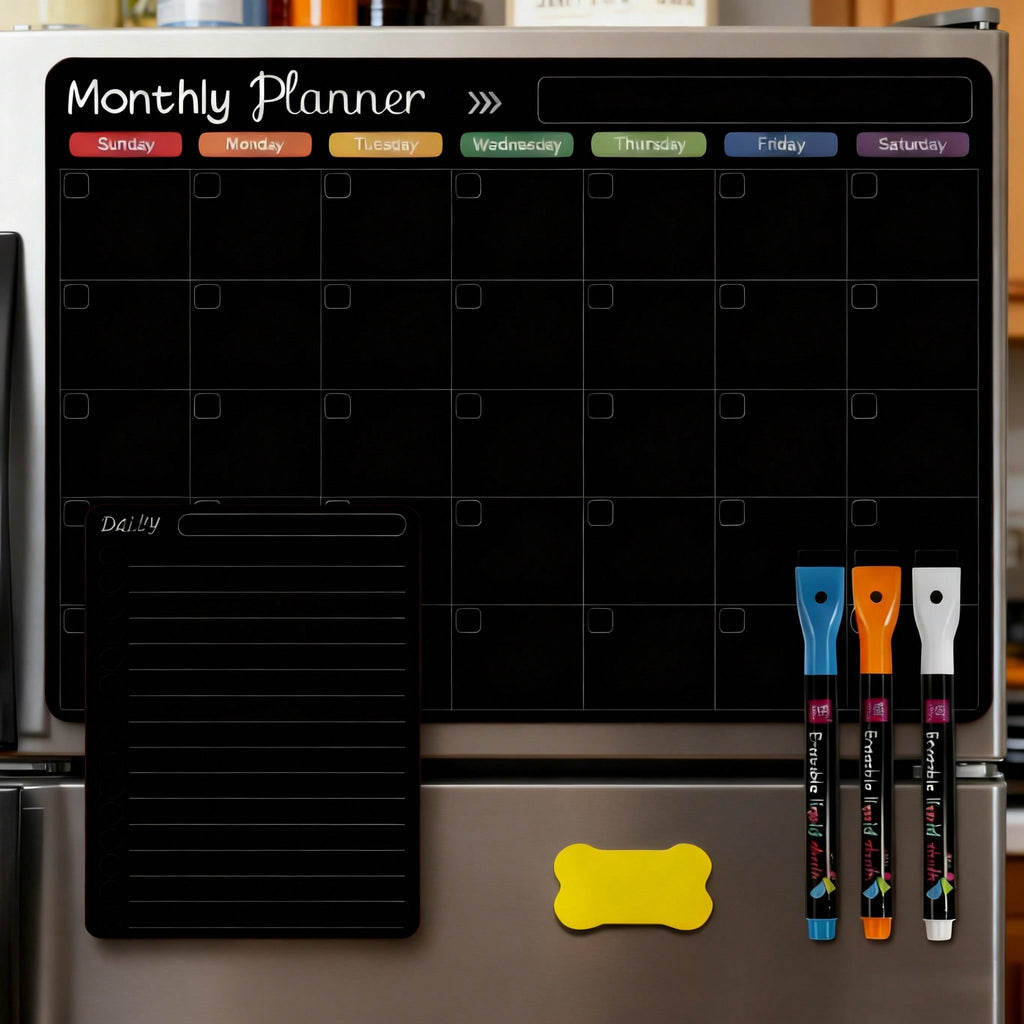 Magnetic Erasable Refrigerator Calendar Set.