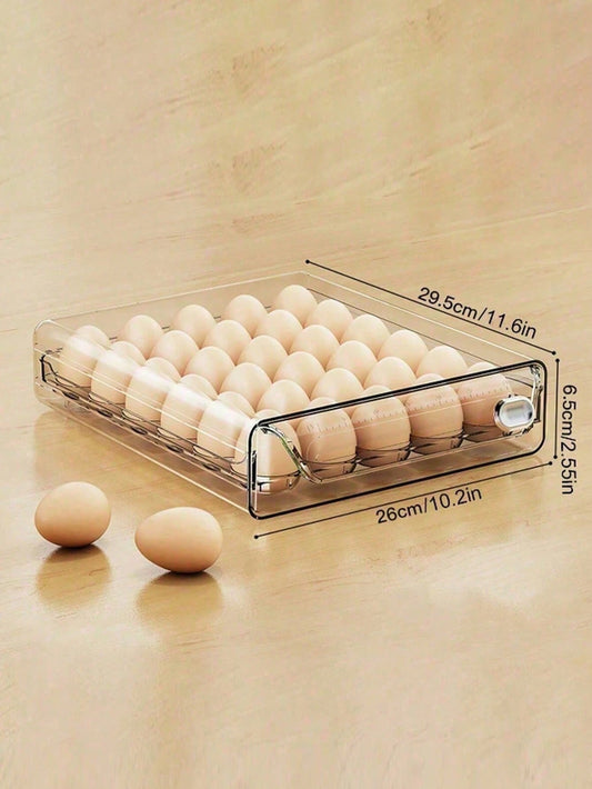 1pc Space-Saving Single/Double-Layer Refrigerator Egg Storage Box, Durable And Washable Plastic, Transparent Fresh-Keeping Storage Box, Multi-Layer Egg Tray Container, Stackable Egg Holder For Fridge
