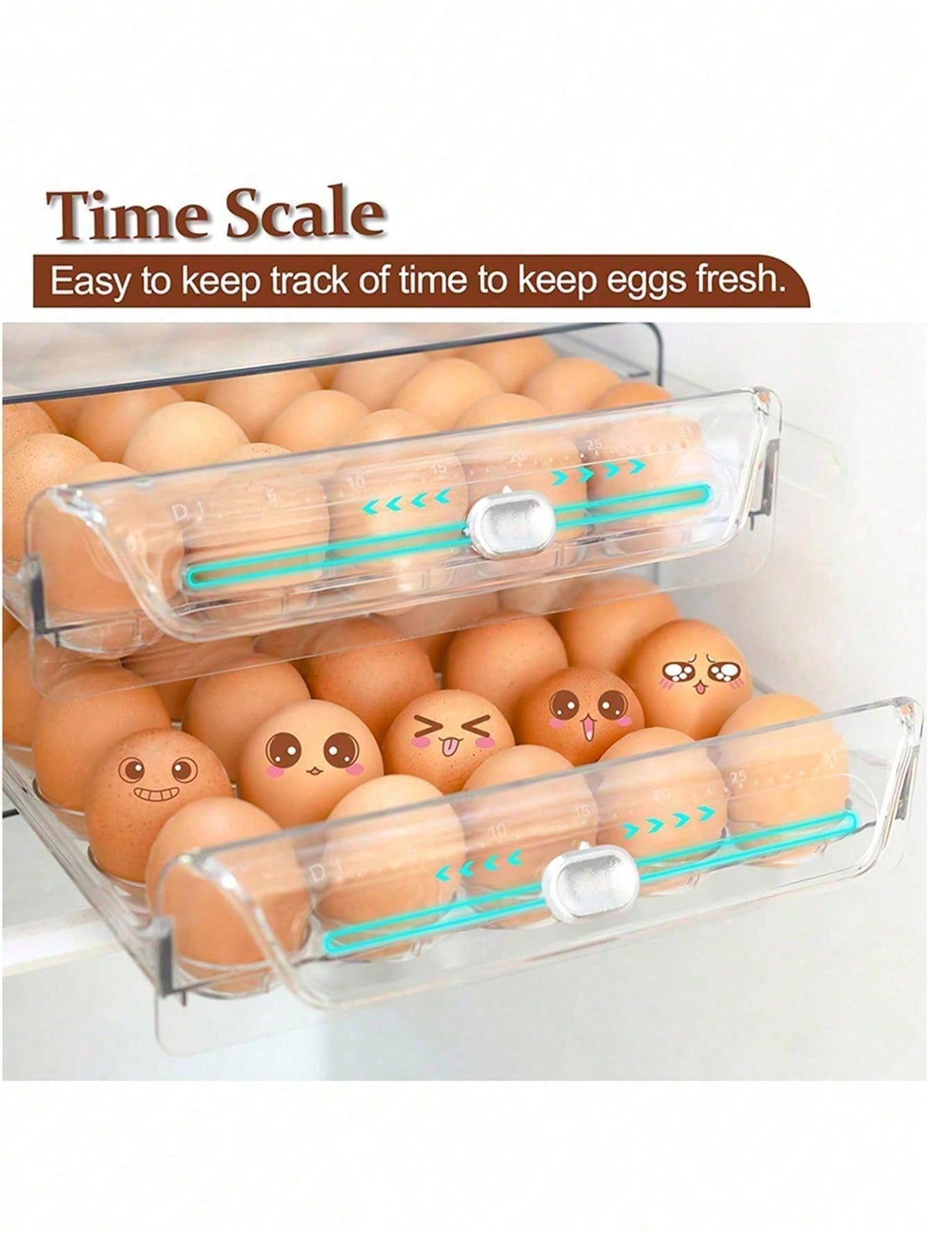 1pc Space-Saving Single/Double-Layer Refrigerator Egg Storage Box, Durable And Washable Plastic, Transparent Fresh-Keeping Storage Box, Multi-Layer Egg Tray Container, Stackable Egg Holder For Fridge