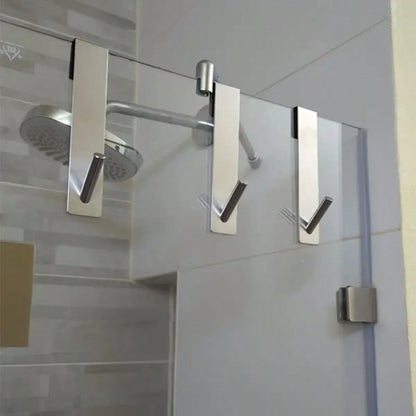 2 Pieces, Glass Door Hooks, Suitable For Extending Hooks On Frameless Glass Shower Doors (With Noise-Reducing Pads), Stainless Steel Towel Rack, Bath Towel Hooks, Heavy-Duty Coat Hanger