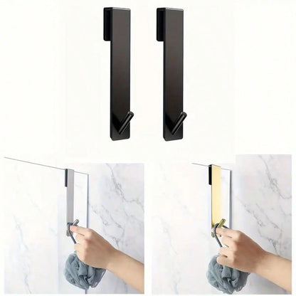 2 Pieces, Glass Door Hooks, Suitable For Extending Hooks On Frameless Glass Shower Doors (With Noise-Reducing Pads), Stainless Steel Towel Rack, Bath Towel Hooks, Heavy-Duty Coat Hanger
