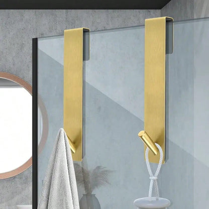 2 Pieces, Glass Door Hooks, Suitable For Extending Hooks On Frameless Glass Shower Doors (With Noise-Reducing Pads), Stainless Steel Towel Rack, Bath Towel Hooks, Heavy-Duty Coat Hanger