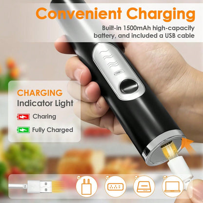 Multifunctional Rechargeable Handheld Milk Frother With Detachable 3 Whisk Heads | 3 Speeds Electric Coffee Mixer, Detachable Stainless Steel Whisk For Latte, Cappuccino, Matcha, Eggs (Black)