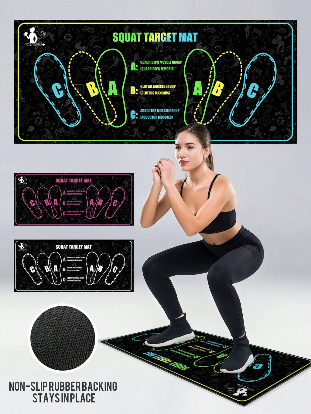 Non-Slip Silicone Squat Mat 35x80cm – 1000GSM Yoga & Fitness Training Mat | MIRA