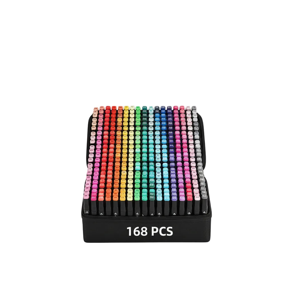 168 Colors Dual Tip Brush Marker Set | Brush & Fine Tip Art Pens with Case – MIRA