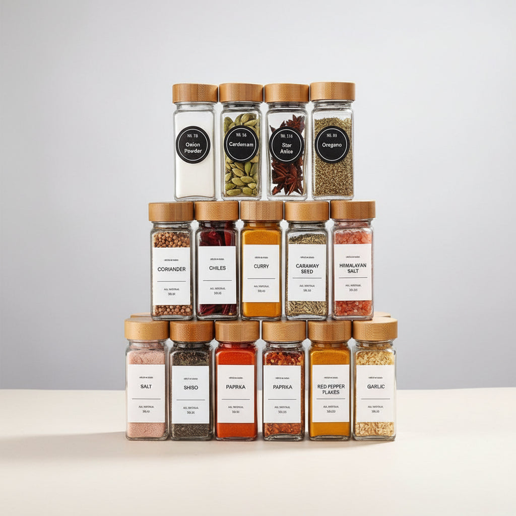 12pcs Square Spice Jars Set (120ml)