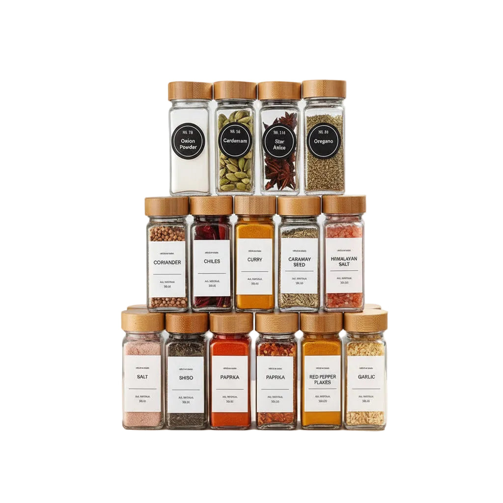 12pcs Square Spice Jars Set | 120ml Airtight Seasoning Containers – MIRA