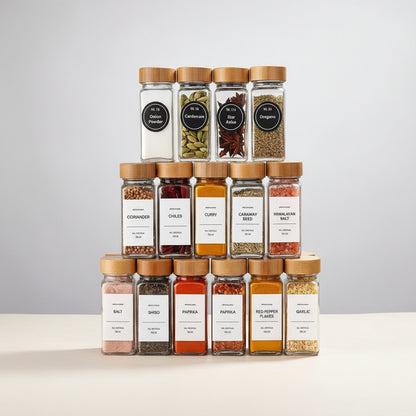 12pcs Square Spice Jars Set (120ml)