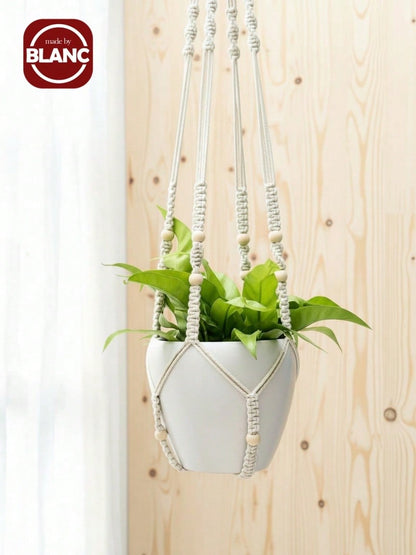 1pc Bead Decor Hanging Basket