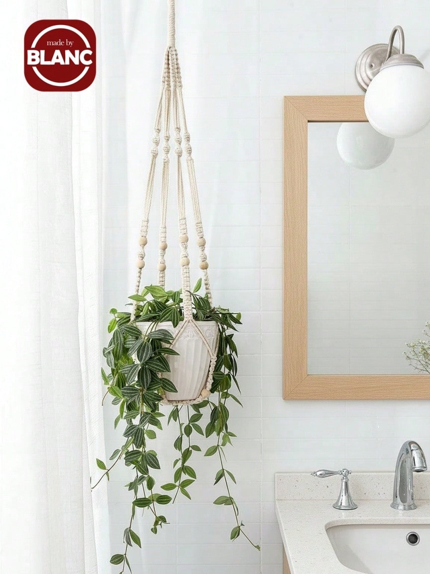 1pc Bead Decor Hanging Basket